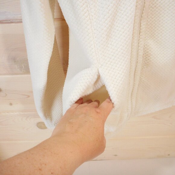 Exertek Women's size L Fleece Jacket Full Zip Pockets Mock Neck Cozy Ivory - Picture 3 of 9